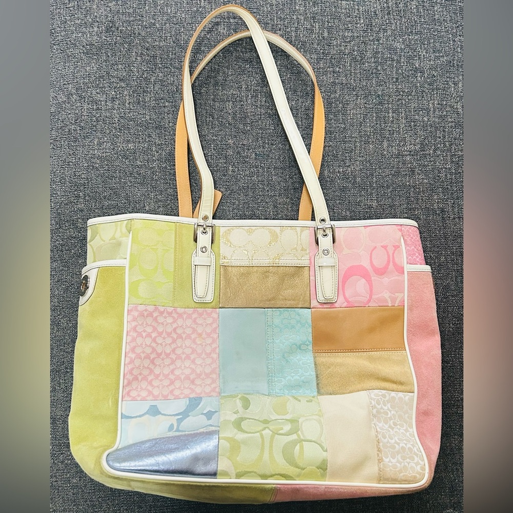 Vintage y2k Patchwork Coach Tote Bag